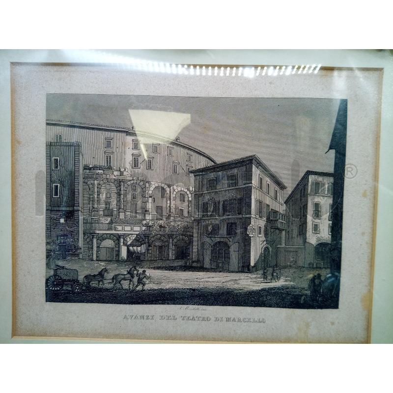 QUADRO LITO TEATRO MARCALLO CORNICE EPOCA DORATA DECORO FOGLIE  | Mercatino dell'Usato Roma porta maggiore 2
