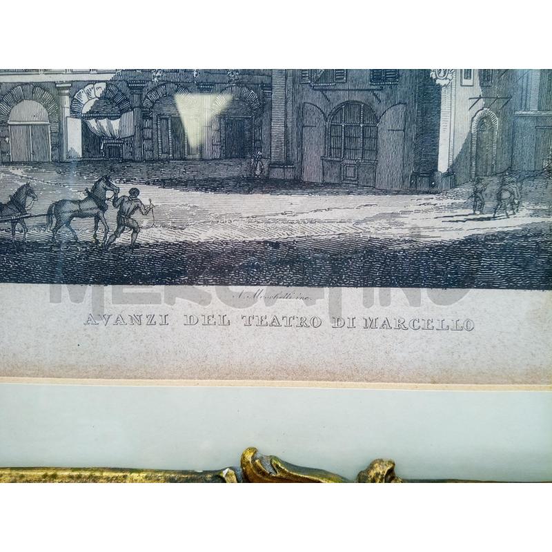 QUADRO LITO TEATRO MARCALLO CORNICE EPOCA DORATA DECORO FOGLIE  | Mercatino dell'Usato Roma porta maggiore 3