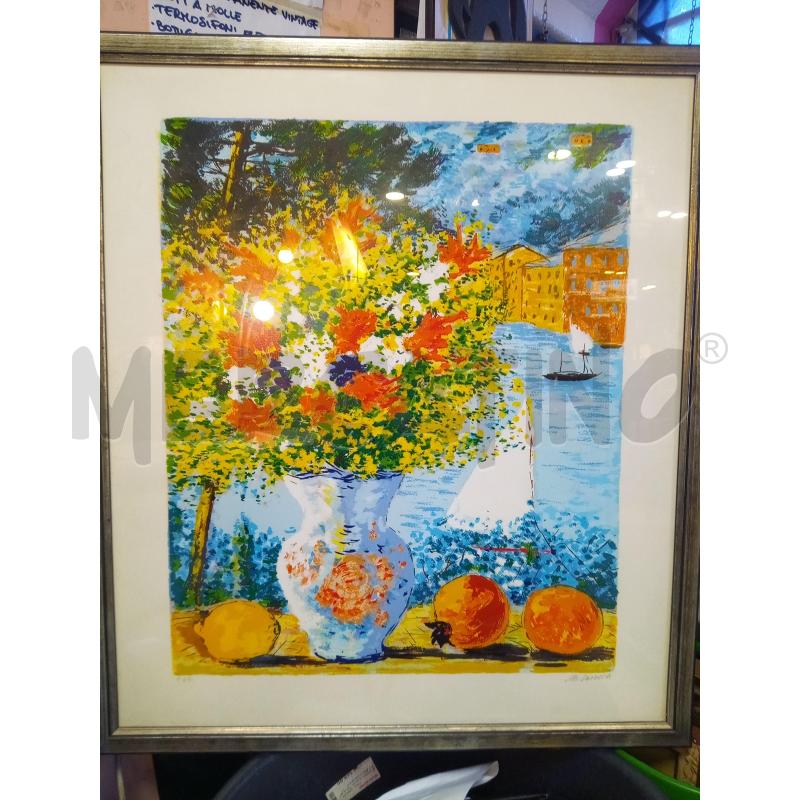 QUADRO LITO VASO FIORITO SFONDO MARE | Mercatino dell'Usato Roma porta maggiore 1