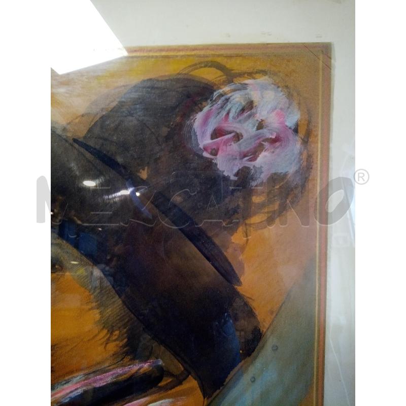 QUADRO MATITA ACQUERELLO DONNA CON CAPPELLO NERO | Mercatino dell'Usato Roma porta maggiore 3