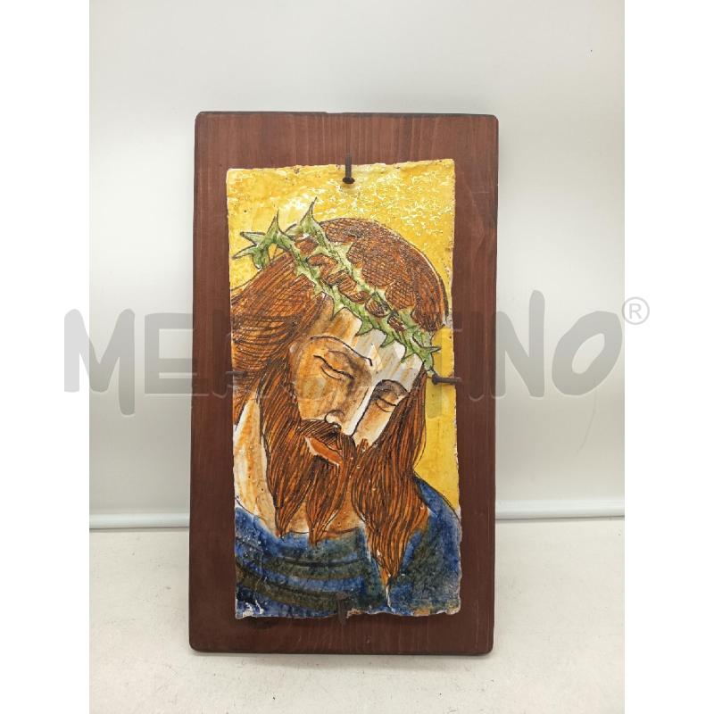 QUADRO MATTONELLA DIPINTA CRISTO  | Mercatino dell'Usato Roma porta maggiore 1