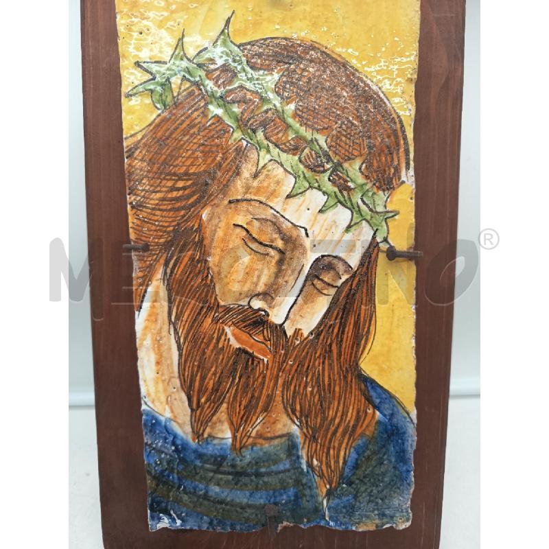 QUADRO MATTONELLA DIPINTA CRISTO  | Mercatino dell'Usato Roma porta maggiore 2