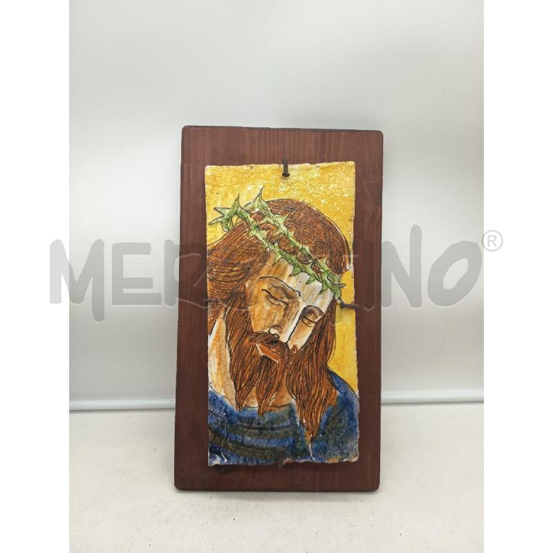 QUADRO MATTONELLA DIPINTA CRISTO  | Mercatino dell'Usato Roma porta maggiore 3
