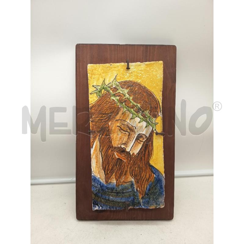 QUADRO MATTONELLA DIPINTA CRISTO  | Mercatino dell'Usato Roma porta maggiore 5