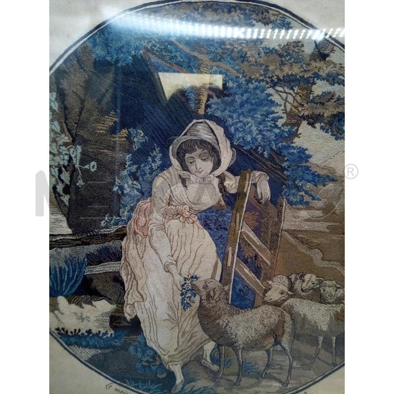 QUADRO MICROPUNTO PASTORELLA CON PECORE EPOCA | Mercatino dell'Usato Roma porta maggiore 2