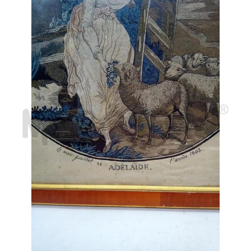 QUADRO MICROPUNTO PASTORELLA CON PECORE EPOCA | Mercatino dell'Usato Roma porta maggiore 3