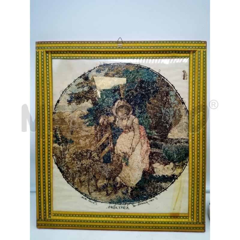 QUADRO MICROPUNTO PASTORELLA CON PECORE EPOCA | Mercatino dell'Usato Roma porta maggiore 5