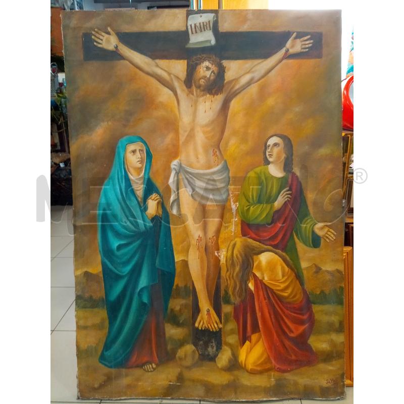 QUADRO OLIOSU TELA CROCIFISSIONE  | Mercatino dell'Usato Roma porta maggiore 1