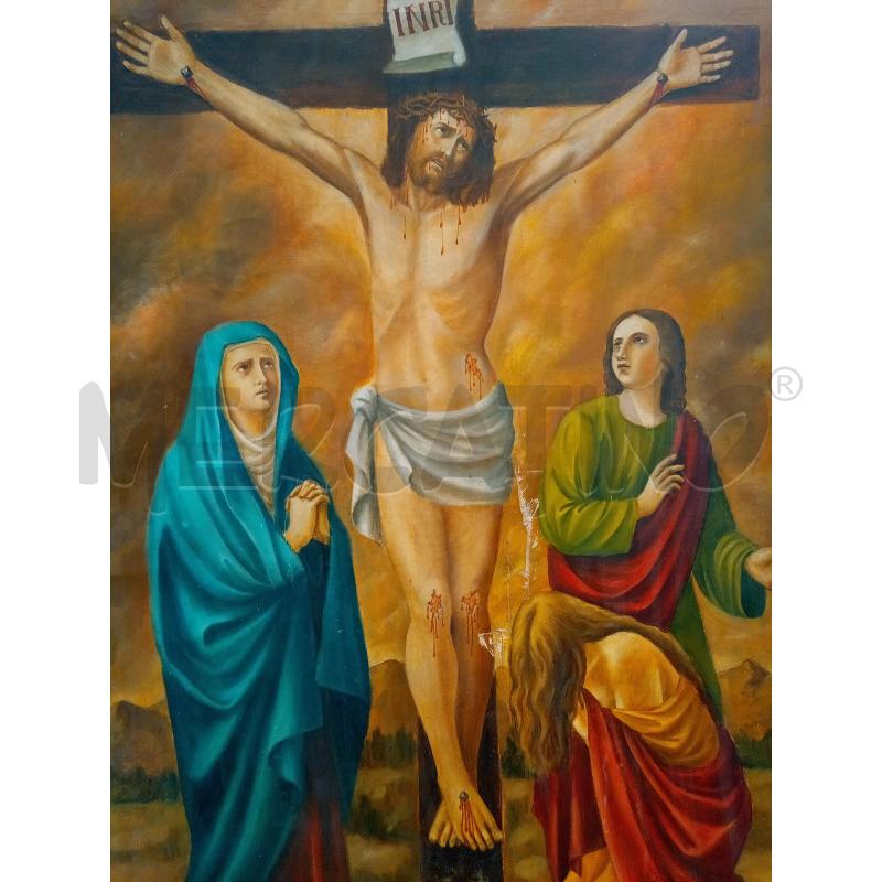QUADRO OLIOSU TELA CROCIFISSIONE  | Mercatino dell'Usato Roma porta maggiore 2
