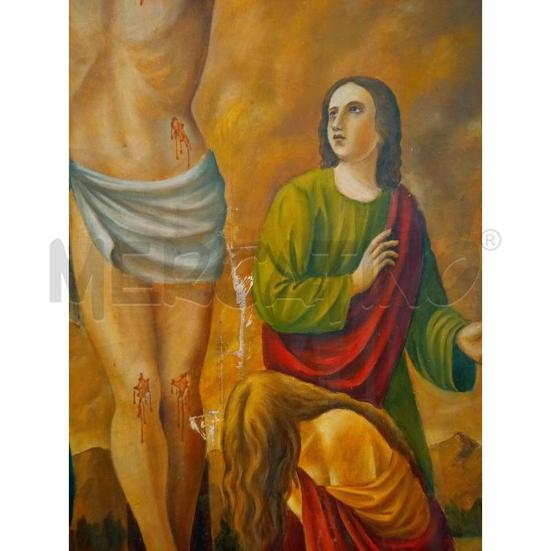 QUADRO OLIOSU TELA CROCIFISSIONE  | Mercatino dell'Usato Roma porta maggiore 3