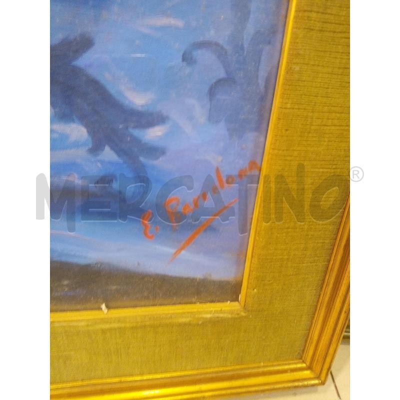 QUADRO OLIOSU TELA VASO ROSE DRAPPO BLU | Mercatino dell'Usato Roma porta maggiore 3
