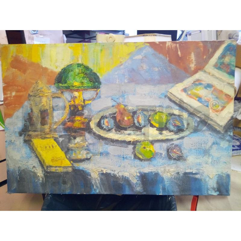 QUADRO OLIO MATERICO NAT MORTA FRUTTA LAMPADA | Mercatino dell'Usato Roma porta maggiore 1