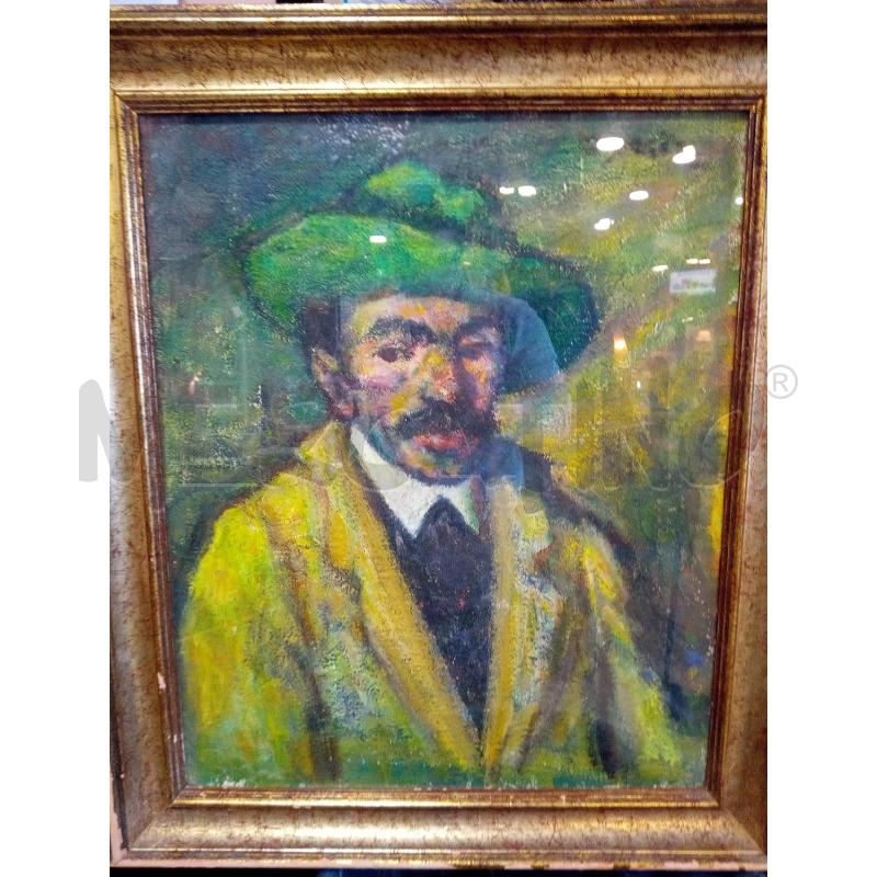 QUADRO OLIO MATERICO UOMO BAFFUTO CON CAPPELLO | Mercatino dell'Usato Roma porta maggiore 1