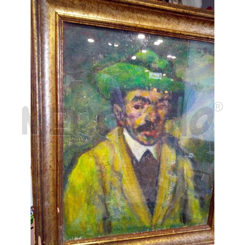 QUADRO OLIO MATERICO UOMO BAFFUTO CON CAPPELLO | Mercatino dell'Usato Roma porta maggiore 3