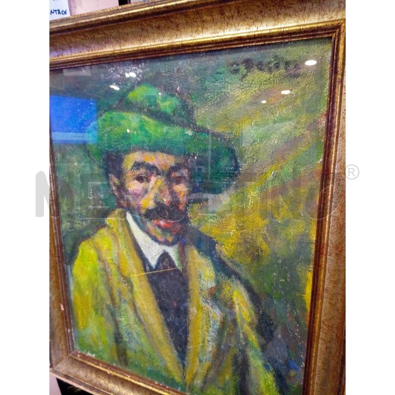QUADRO OLIO MATERICO UOMO BAFFUTO CON CAPPELLO | Mercatino dell'Usato Roma porta maggiore 4