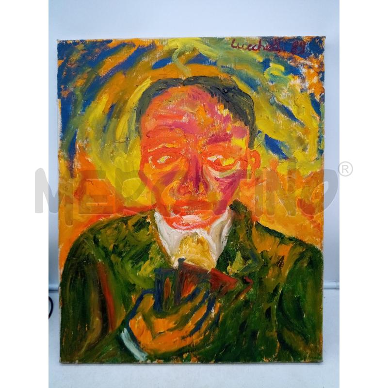 QUADRO OLIO MATERICO UOMO TONI ARANCIO VERDE | Mercatino dell'Usato Roma porta maggiore 1