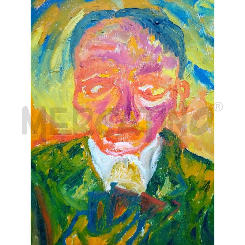 QUADRO OLIO MATERICO UOMO TONI ARANCIO VERDE | Mercatino dell'Usato Roma porta maggiore 2