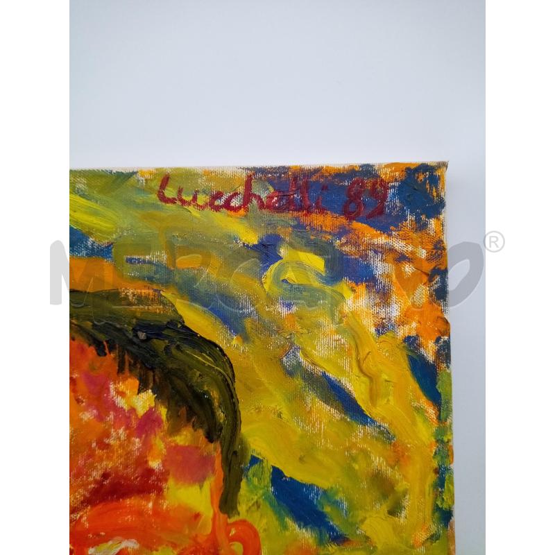 QUADRO OLIO MATERICO UOMO TONI ARANCIO VERDE | Mercatino dell'Usato Roma porta maggiore 3