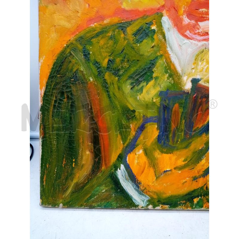 QUADRO OLIO MATERICO UOMO TONI ARANCIO VERDE | Mercatino dell'Usato Roma porta maggiore 4