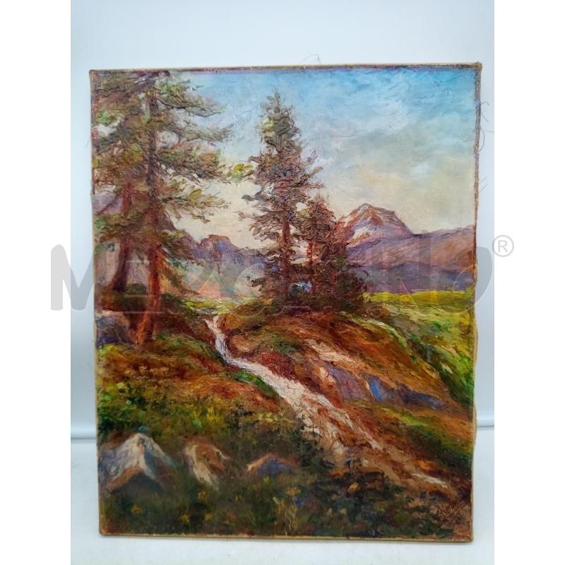 QUADRO OLIO MATERICO VEDUTA STRADA MONTANA | Mercatino dell'Usato Roma porta maggiore 1