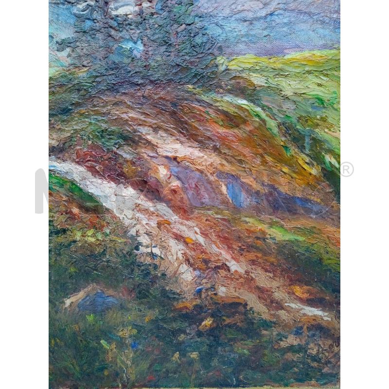 QUADRO OLIO MATERICO VEDUTA STRADA MONTANA | Mercatino dell'Usato Roma porta maggiore 3