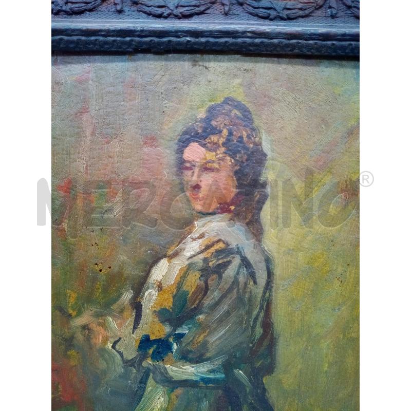 QUADRO OLIO SU CARTONE DONNA FIGURA INTERA CORNICE PASTIGLIA LIBERTY | Mercatino dell'Usato Roma porta maggiore 4