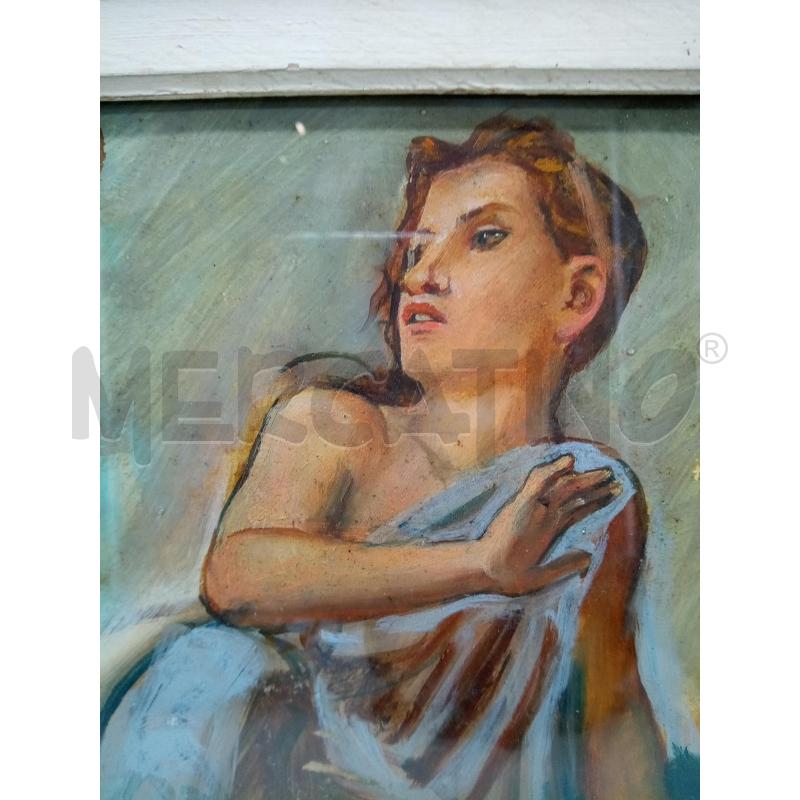 QUADRO OLIO SU CARTONE DUE DONNE STESE | Mercatino dell'Usato Roma porta maggiore 3