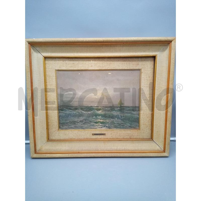 QUADRO OLIO SU CARTONE PRESSATO BARCA IN MARE MOSSO | Mercatino dell'Usato Roma porta maggiore 1