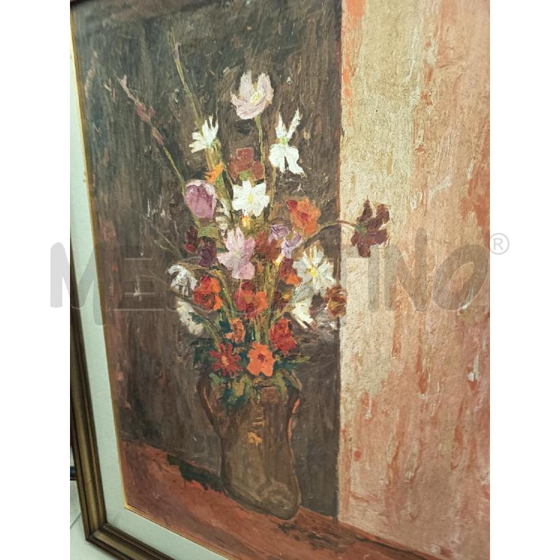 QUADRO OLIO SU MASONITE VASO CON FIORI | Mercatino dell'Usato Roma porta maggiore 3