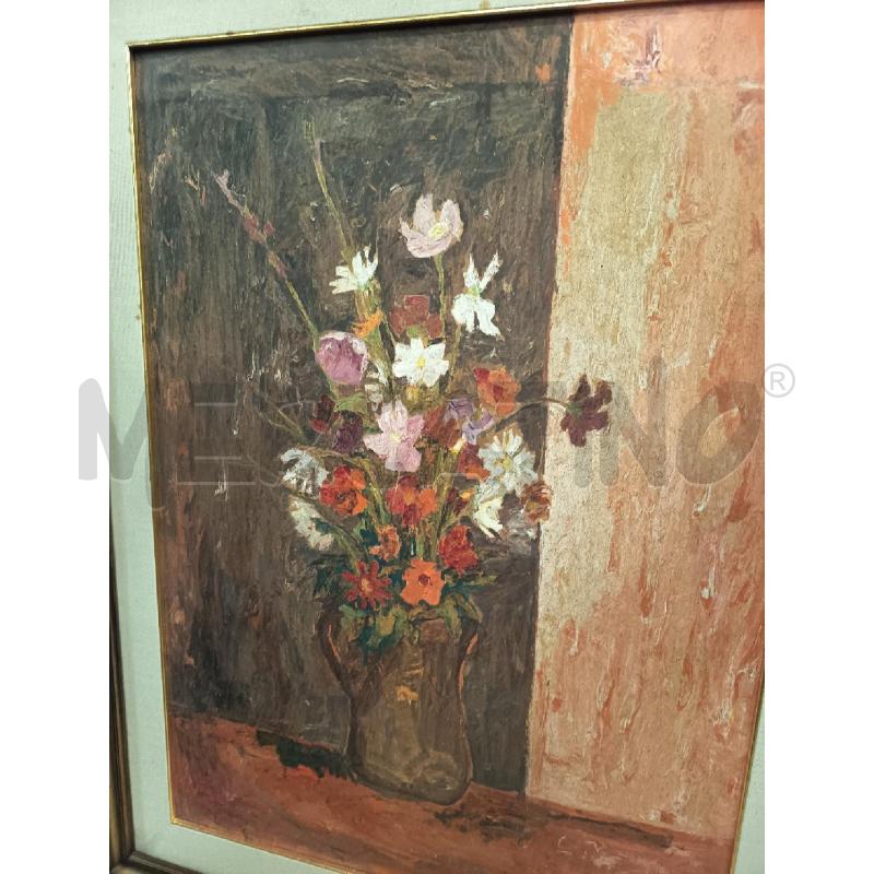 QUADRO OLIO SU MASONITE VASO CON FIORI | Mercatino dell'Usato Roma porta maggiore 4