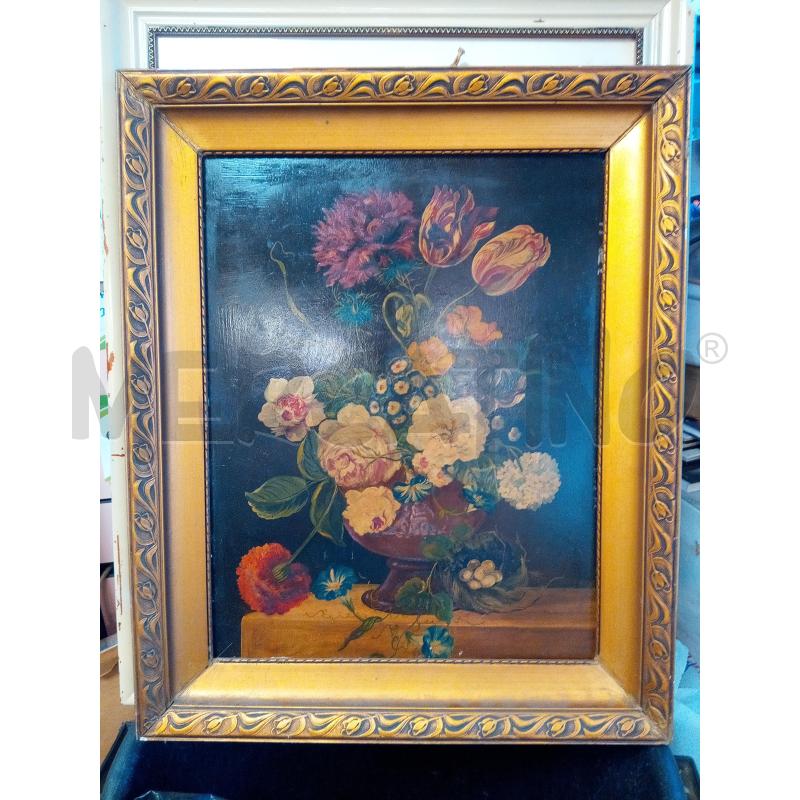 QUADRO OLIO SU MASONITE VASO CON FIORI | Mercatino dell'Usato Roma porta maggiore 1