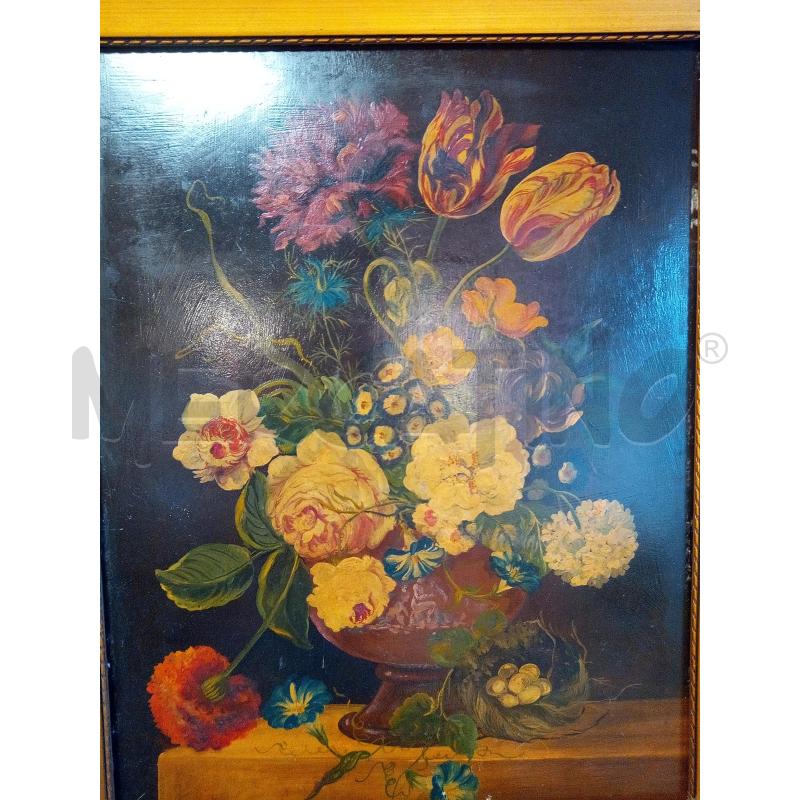 QUADRO OLIO SU MASONITE VASO CON FIORI | Mercatino dell'Usato Roma porta maggiore 2
