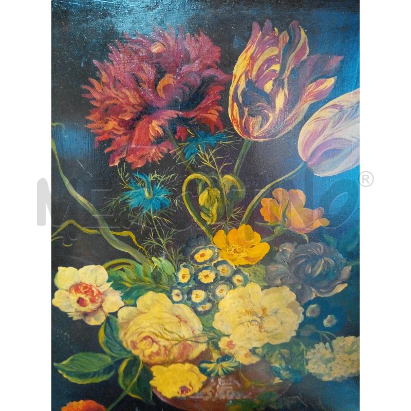 QUADRO OLIO SU MASONITE VASO CON FIORI | Mercatino dell'Usato Roma porta maggiore 4