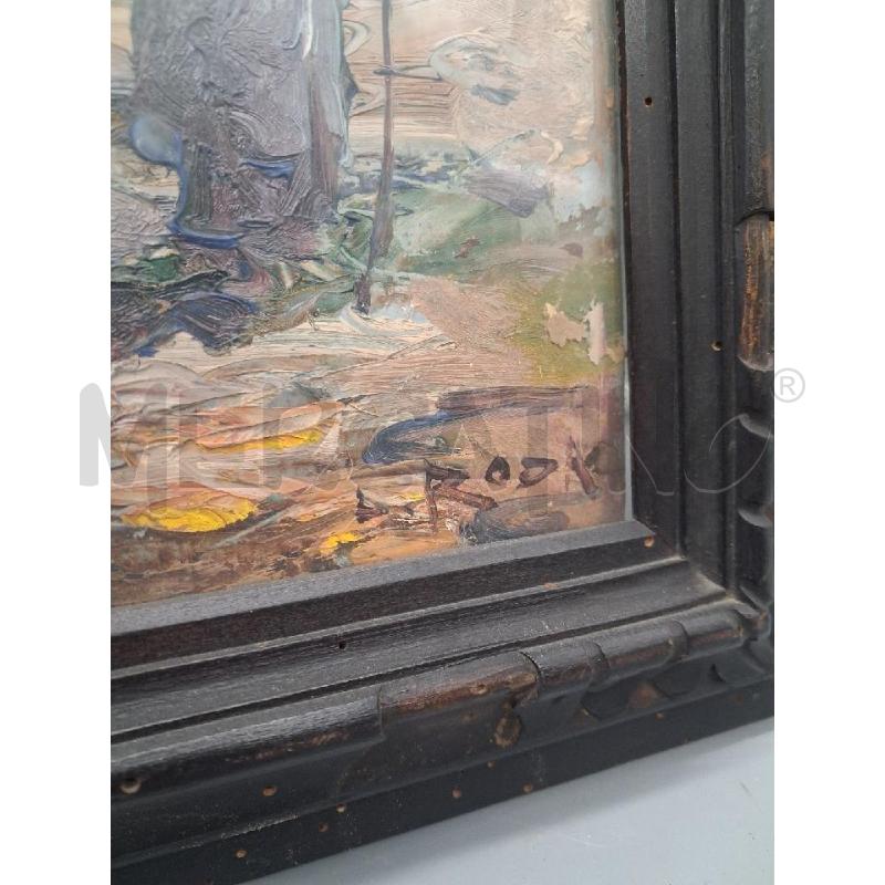 QUADRO OLIO SU TAVOLA ANNI 30 ANZIANA NELLA CAMPAGNA | Mercatino dell'Usato Roma porta maggiore 4