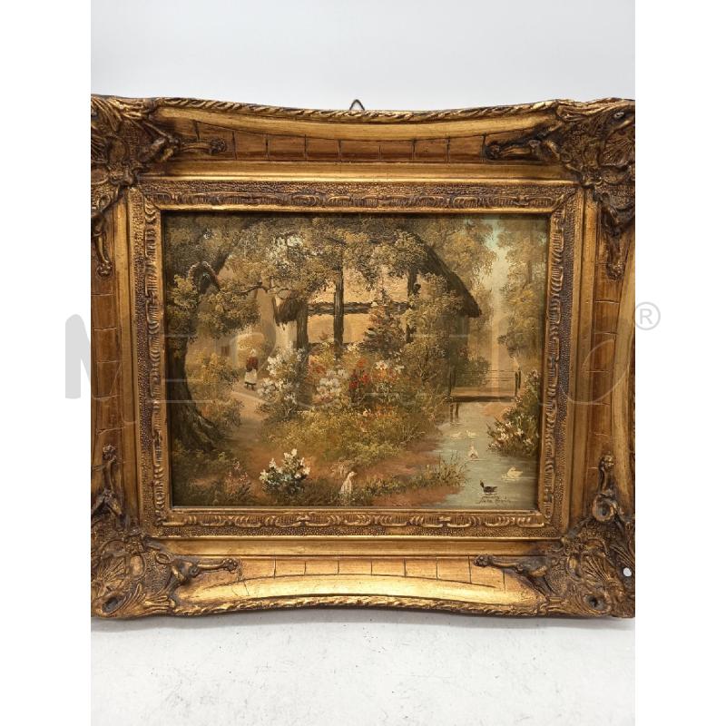 QUADRO OLIO SU TAVOLA SCORCIO FLUVIALE  | Mercatino dell'Usato Roma porta maggiore 1