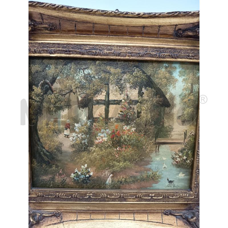 QUADRO OLIO SU TAVOLA SCORCIO FLUVIALE  | Mercatino dell'Usato Roma porta maggiore 2