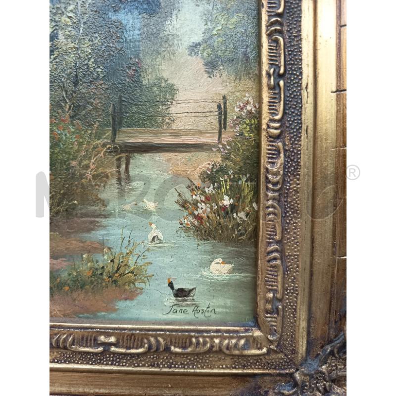 QUADRO OLIO SU TAVOLA SCORCIO FLUVIALE  | Mercatino dell'Usato Roma porta maggiore 3