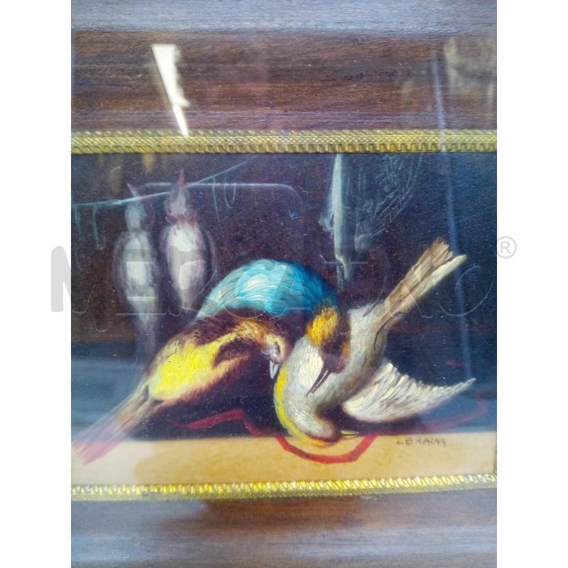 QUADRO OLIO SU TAVOLA UCCELLI DIPINTI | Mercatino dell'Usato Roma porta maggiore 2