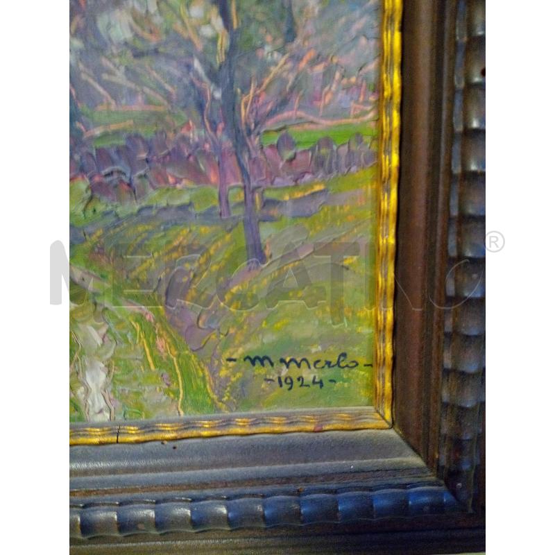 QUADRO OLIO SU TAVOLETTA ANNI 30 PAESAGGIO PRIMAVERILE  | Mercatino dell'Usato Roma porta maggiore 5