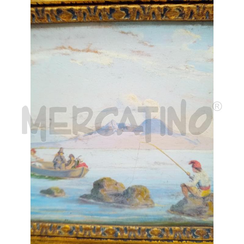 QUADRO OLIO SU TAVOLETTA MARINA CON PESCATORE  | Mercatino dell'Usato Roma porta maggiore 2