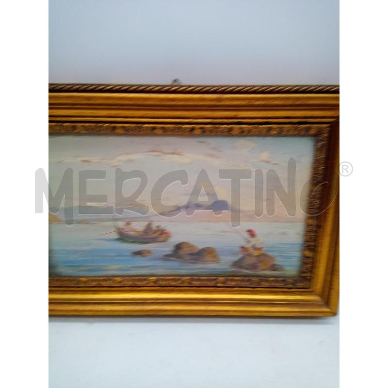 QUADRO OLIO SU TAVOLETTA MARINA CON PESCATORE  | Mercatino dell'Usato Roma porta maggiore 3