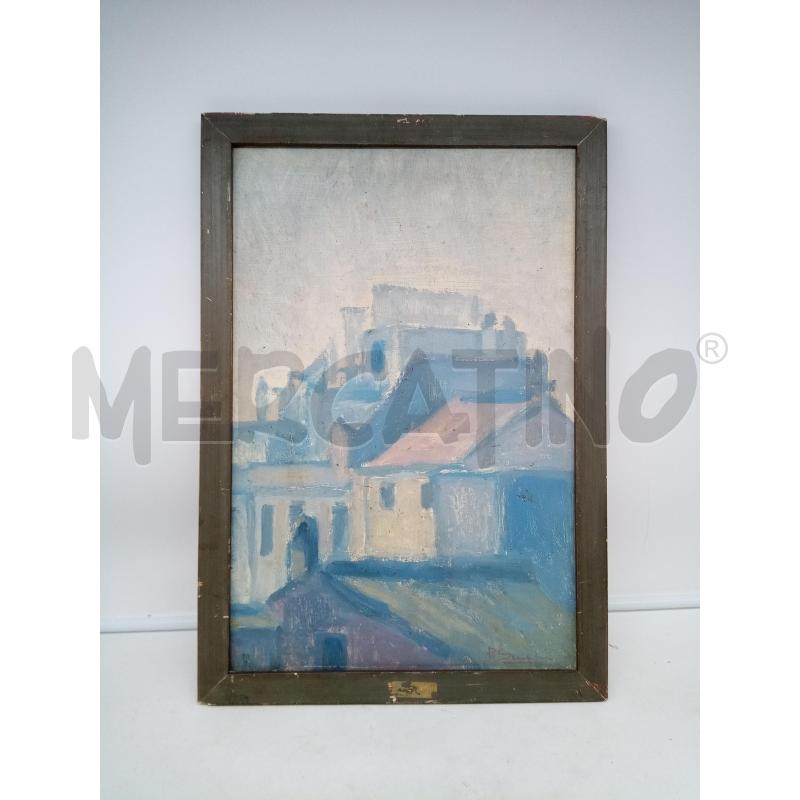 QUADRO OLIO SU TAVOLETTA MONOCROMO TONI INDACO  | Mercatino dell'Usato Roma porta maggiore 1