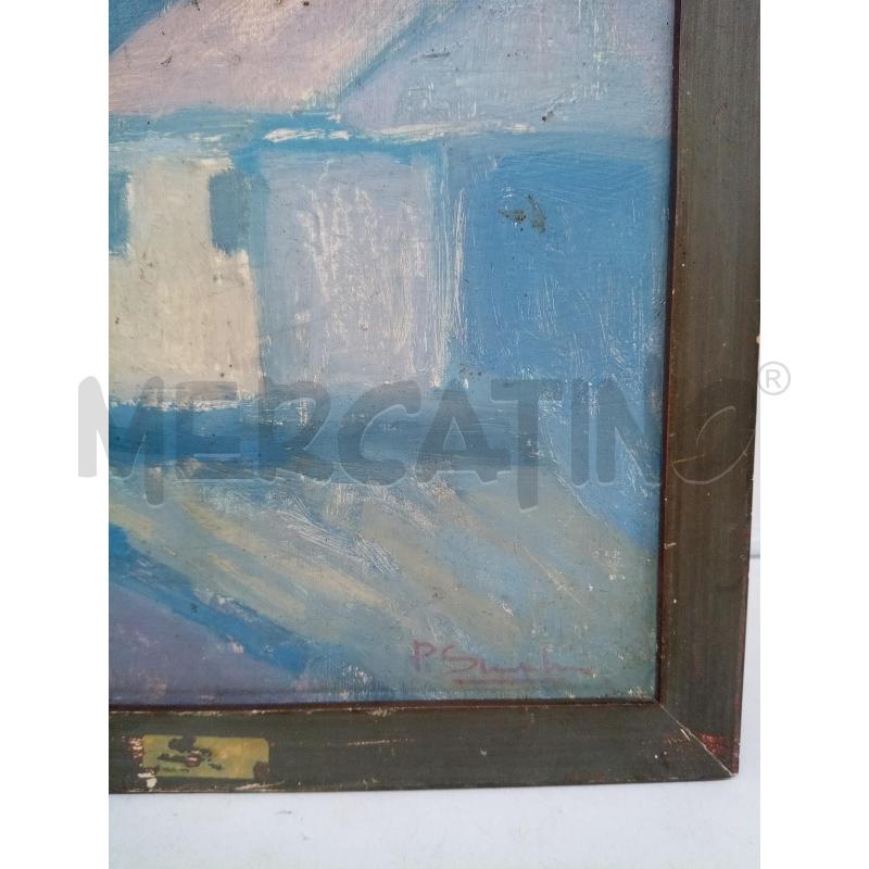 QUADRO OLIO SU TAVOLETTA MONOCROMO TONI INDACO  | Mercatino dell'Usato Roma porta maggiore 3