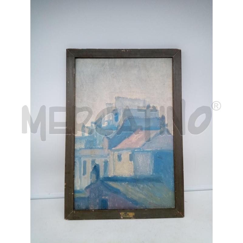 QUADRO OLIO SU TAVOLETTA MONOCROMO TONI INDACO  | Mercatino dell'Usato Roma porta maggiore 4
