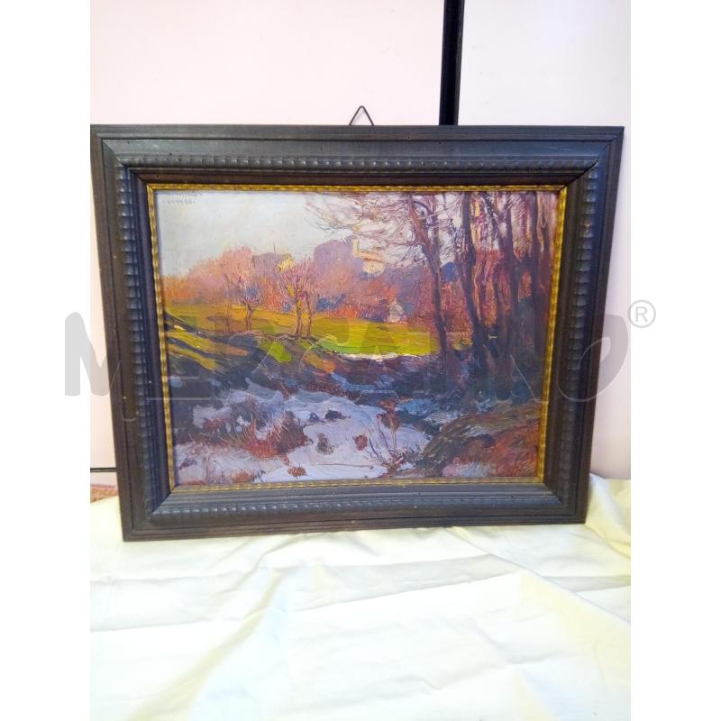 QUADRO OLIO SU TAVOLETTA PAESAGGIO AUTUNNALE ANNI 30 | Mercatino dell'Usato Roma porta maggiore 1
