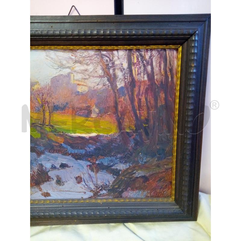 QUADRO OLIO SU TAVOLETTA PAESAGGIO AUTUNNALE ANNI 30 | Mercatino dell'Usato Roma porta maggiore 2