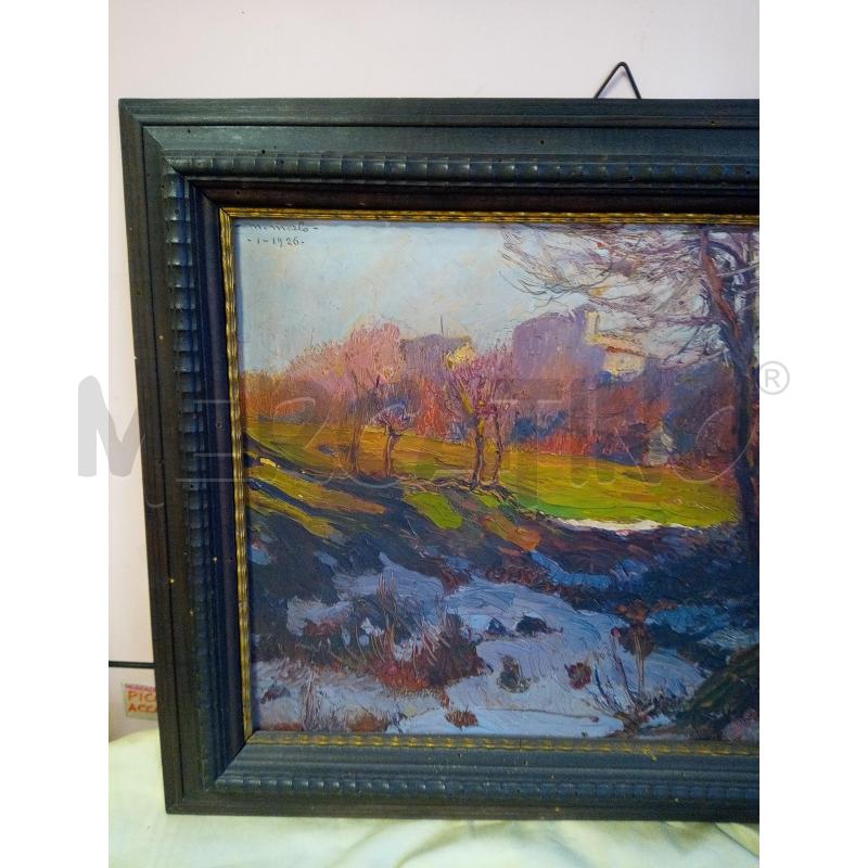 QUADRO OLIO SU TAVOLETTA PAESAGGIO AUTUNNALE ANNI 30 | Mercatino dell'Usato Roma porta maggiore 3