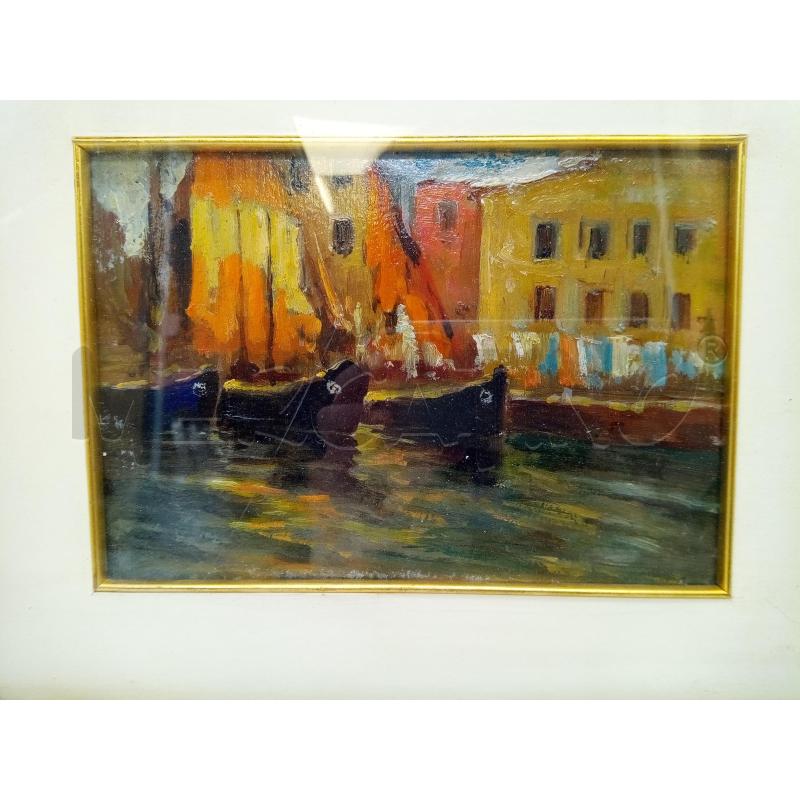 QUADRO OLIO SU TAVOLETTA SCORCO VENEZIANO  | Mercatino dell'Usato Roma porta maggiore 2
