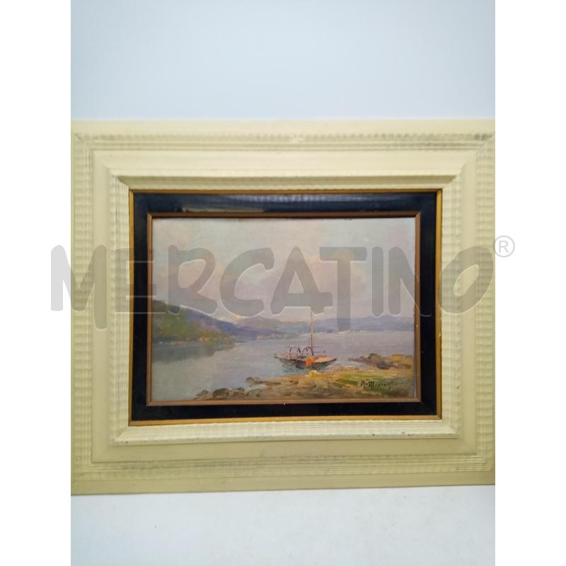 QUADRO OLIO SU TAV BARCA IN RIVA AL LAGO | Mercatino dell'Usato Roma porta maggiore 2