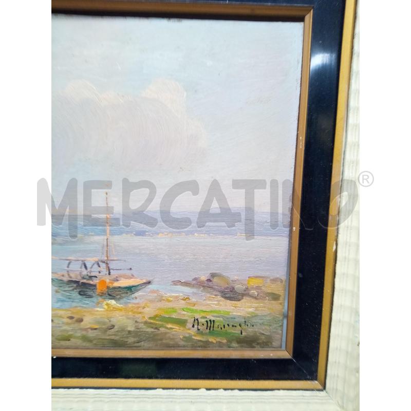 QUADRO OLIO SU TAV BARCA IN RIVA AL LAGO | Mercatino dell'Usato Roma porta maggiore 3